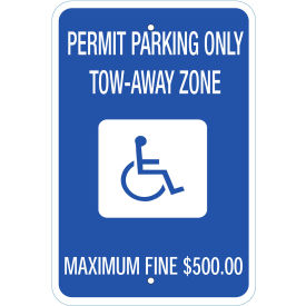 Parking Sign, Handicapped Permit Parking, Georgia, 12"W x 18"H, Recycled Aluminum