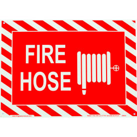 Fire Hose with Picto, 14"W x 10"H, Recycled Plastic, Glow In Dark