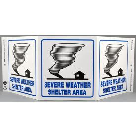 Eco Safety Tri View Sign, Severe Weather, 20"W x 7-1/2"H, Recycled Plastic