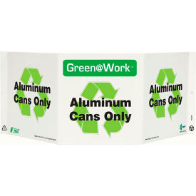 Tri-View Sign, Aluminum Cans Only, 20"W x 7-1/2"H, Black/Green/White