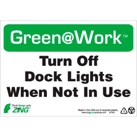 Sign, Turn Off Dock Lights When Not In Use, 10"W x 7"H, Black/Green/White