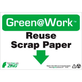 Sign, Reuse Scrap Paper with Down Arrow, 10"W x 7"H, Black/Green/White
