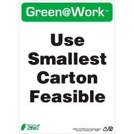 Use Smallest Carton Feasible Sign, 10"W x 14"H, Black/Green/White