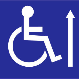 Handicapped Up Arrow Label, 6"W x 6"H, White/Blue, Pack of 2