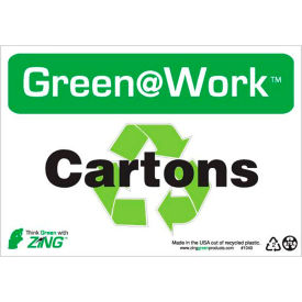 Sign, Cartons with Recycle Symbol, 10"W x 7"H, Black/Green/White