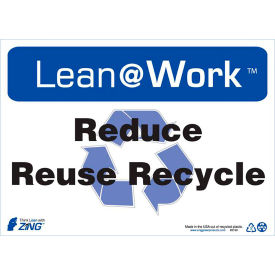 Reduce Reuse Recycle Sign, 14"W x 10"H, Black/Blue/White
