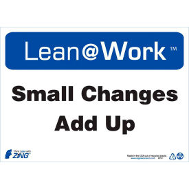 Lean at Work Sign, Small Changes Add Up, 14"W x 10"H, Black/Blue/White