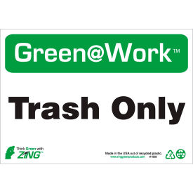 Sign, Trash Only, 10"W x 7"H, Black/Green/White