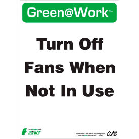 Turn Off Fans When Not In Use, 10"W x 14"H, Black/Green/White