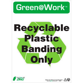 Sign, Recyclable Plastic Banding Only, 10"W x 14"H, Black/Green/White