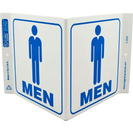 Zing Eco Public Facility V Sign, Men, 12"W x 7"H, Blue On White