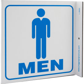 Public Facility L Sign, Men, 7"W x 7"H, Blue On White