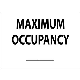 Eco Safety Sign, Maximum Occupancy, Polystyrene, 14"W x 10"H, Black On White
