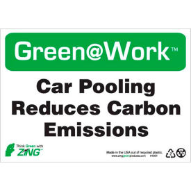 Sign, Car Pooling Reduces Carbon Emissions, 10"W x 7"H, Black/Green/White