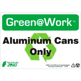 Sign, Aluminum Cans Only with Recycle Symbol, 10"W x 7"H, Black/Green/White