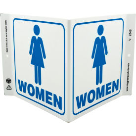 Public Facility V Sign, Women, 12"W x 7"H, Blue On White