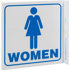 Eco Public Facility L Sign, Women, 7"W x 7"H, Blue On White