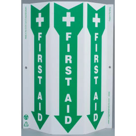Zing Eco Safety Tri View Sign, First Aid, 9"W x 12"H, Recycled Plastic, Glow In The Dark