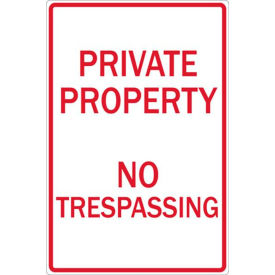Parking Sign, Private Property No Trespass, 12"W x 18"H, Recycled Aluminum