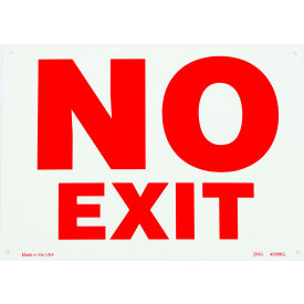Eco Safety Sign, No Exit, 14"W x 10"H, Recycled Plastic, Glow In Dark