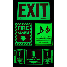 Eco Safety Sign, Fire Extinguisher with Picto, 14"W x 10"H, Recycled Plastic, Glow In Dark