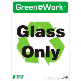 Sign, Glass Only with Recycle Symbol, 10"W x 14"H, Black/Green/White