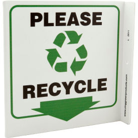 Zing Eco Recycle L Sign, Please Recycle, 7"W x 7"H, Black/Green/White