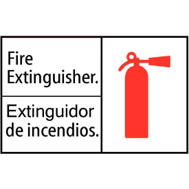 Eco Safety Sign, Fire Extinguisher with Picto, English/Spanish, 14"W x 10"H, Recycled Plastic