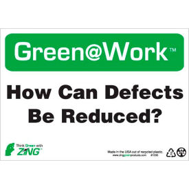 Sign, How Can Defects Be Reduced, 10"W x 7"H, Black/Green/White