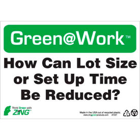 Sign, How Can Lot Size or Set Up Time Be Reduced, 10"W x 7"H, Black/Green/White