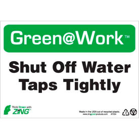 Sign, Shut Off Water Taps Tightly, 10"W x 7"H, Black/Green/White
