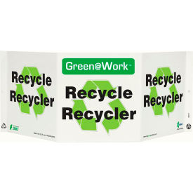 Tri-View Sign Recycle/Reciclar, 20"W x 7-1/2"H, Black/Green/White