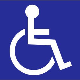 Handicapped Symbol Window Decal, 6"W x 6"H, White/Blue, Pack of 2