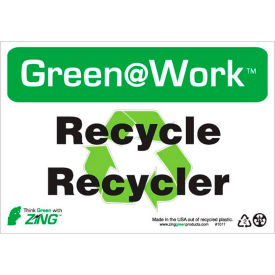Green at Work Sign, Recycle/Recycler, 10"W x 7"H, Black/Green/White