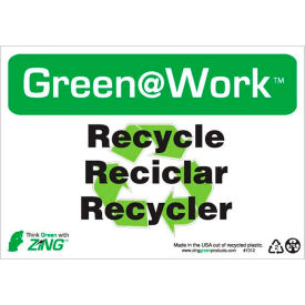 Recycle/Reciclar/Recycler Sign, 10"W x 7"H, Black/Green/White