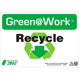 Recycle with Recycle Symbol & Down Arrow, 10"W x 7"H, Black/Green/White