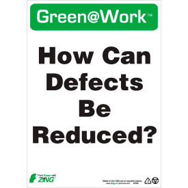 How Can Defects Be Reduced Sign, 10"W x 14"H, Black/Green/White