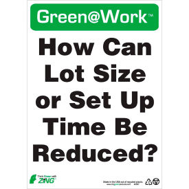 Sign, How Can Lot Size or Set Up Time Be Reduced, 10"W x 14"H, Black/Green/White