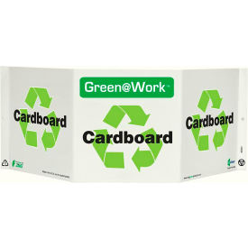 Tri-View Sign, Cardboard with Recycle Symbol, 20"W x 7-1/2"H, Black/Green/White