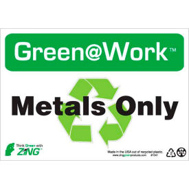 Sign, Metals Only with Recycle Symbol, 10"W x 7"H, Black/Green/White