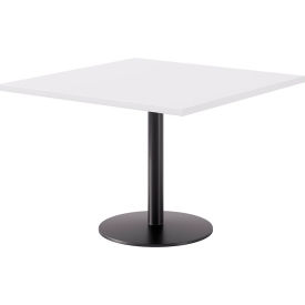 Proof 42" Square Pedestal Table, Black Base, Designer White Top