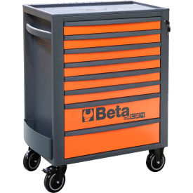Heavy Duty Rolling Tool Cabinet, 8 Drawers, 29-1/8"W x 17-1/2"D x 38-1/8"H, Orange
