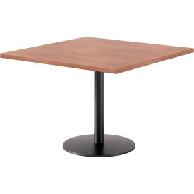 Proof 42" Square Pedestal Table, Black Base, River Cherry Top