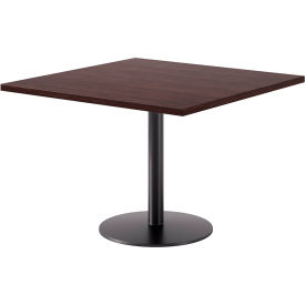 42" Square Pedestal Table, Black Base, Espresso Top