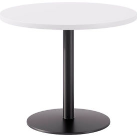 Proof 36" Round Pedestal Table, Black Base, Designer White Top