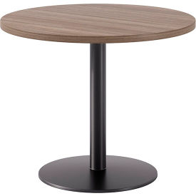 Proof 36" Round Pedestal Table, Black Base, Studio Teak Top