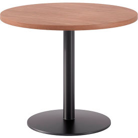 36" Round Pedestal Table, Black Base, River Cherry Top