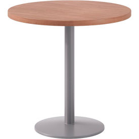 Proof 30" Round Pedestal Table, Silver Base, River Cherry Top