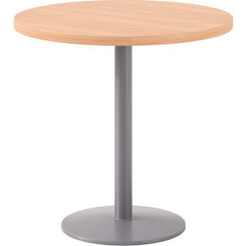 Proof 30" Round Pedestal Table, Silver Base, Maple Top