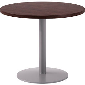 Proof 36" Round Pedestal Table, Silver Base, Espresso Top